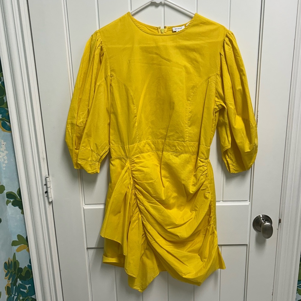 RHODE Yellow Mini Dress with Puff Sleeves